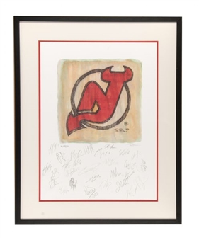 2007-08 New Jersey Devils Team Signed Logo Lithograph with 29 Signatures (AP 113/150)